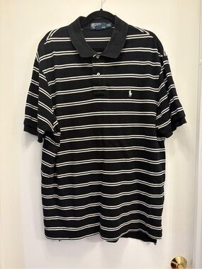 Polo Ralph Lauren Polo Shirt Mens XXL 2XL 100% Cotton Short Sleeve Black White